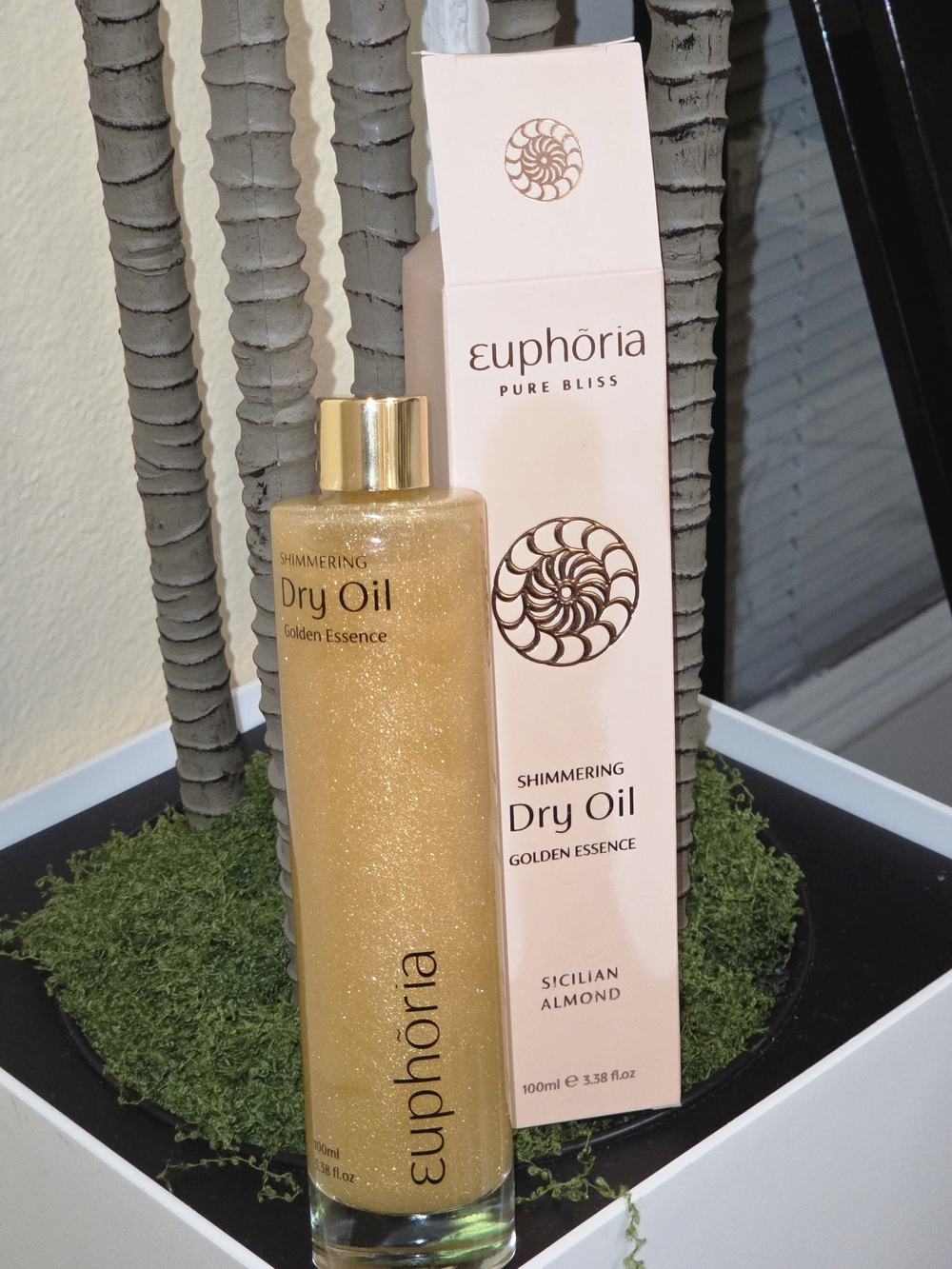 Euphoria Pure Bliss Shimmering Dry Oil Golden Essence Sicilian Almond 100ml 3.38